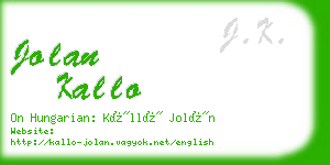 jolan kallo business card